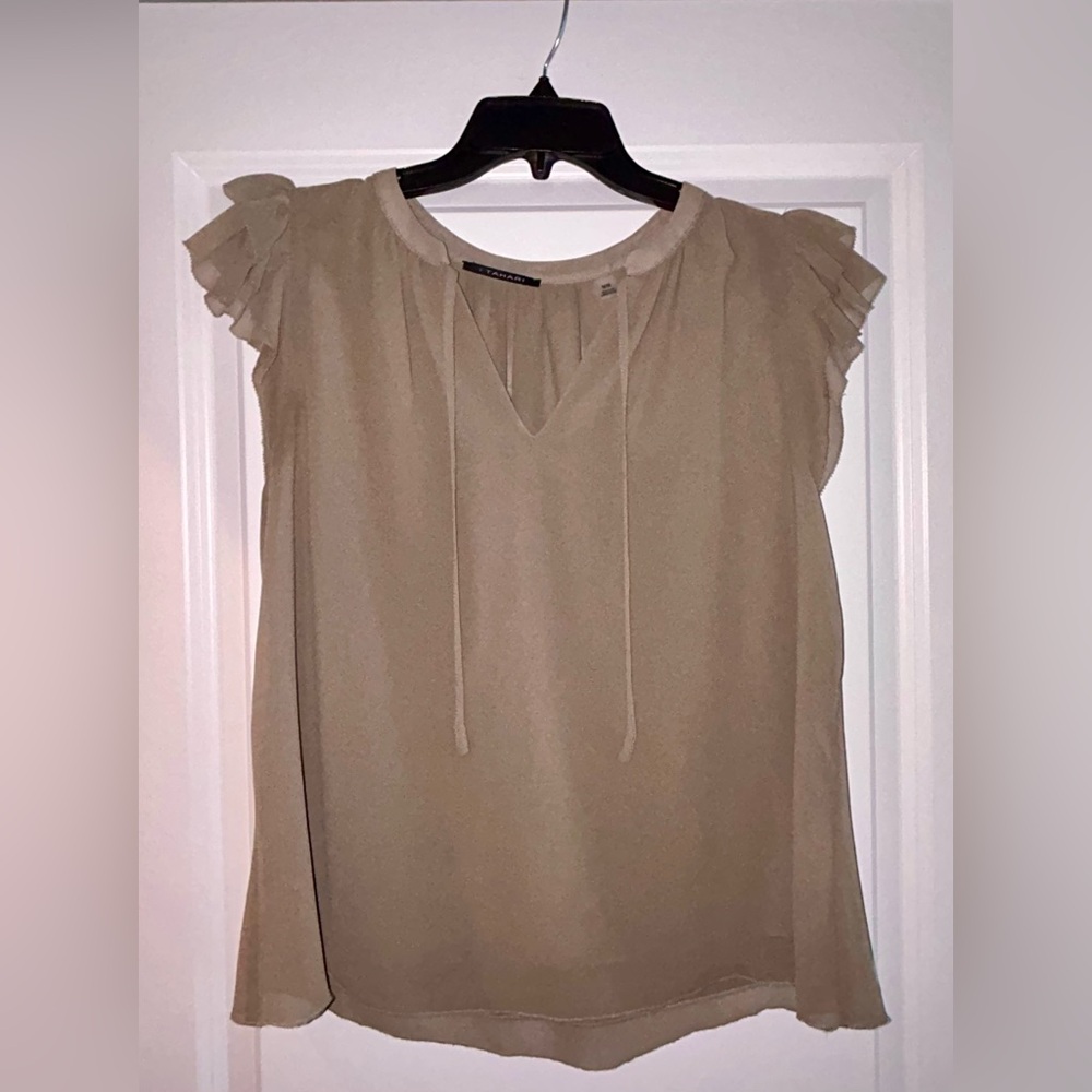 Sleeveless Ruffle Tie-Neck Top in Sage